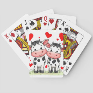 Cartoon Kuh Couple Liebe Spielkarten