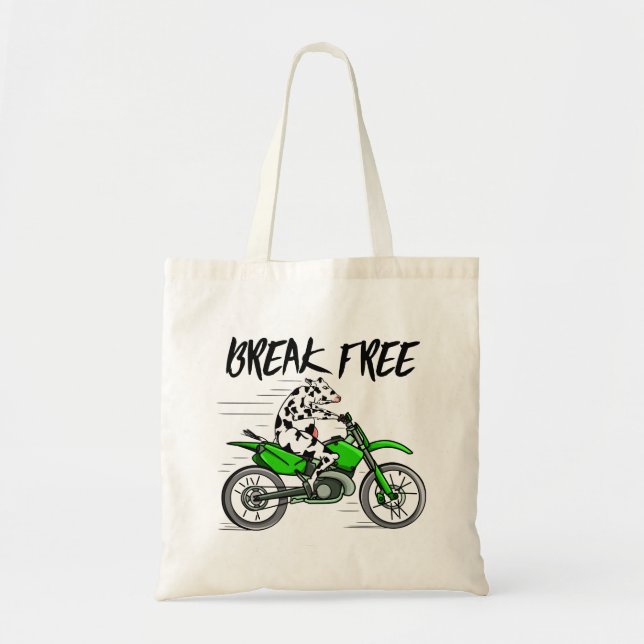 Cartoon Kuh fahren Motorrad Tragetasche (Vorne)