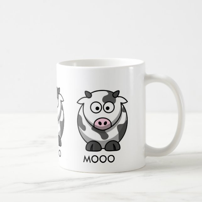 Cartoon-Kuh MOOO (3x herum) Kaffeetasse (Rechts)