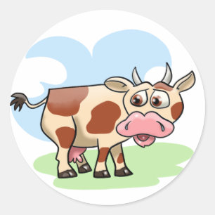 Cartoon Kuh Runder Aufkleber