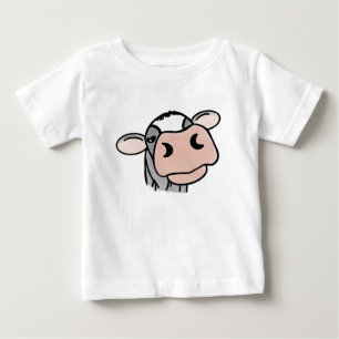 Cartoon-Kuh schwarz weiß rosa Kuss grau Farm Tier Baby T-shirt