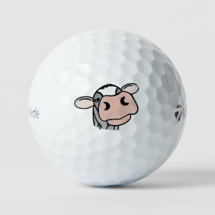 Cartoon-Kuh schwarz weiß rosa Kuss grau Farm Tier Golfball