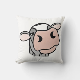 Cartoon-Kuh schwarz weiß rosa Kuss grau Farm Tier Kissen