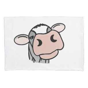 Cartoon-Kuh schwarz weiß rosa Küss grau Farm Tier Kissenbezug