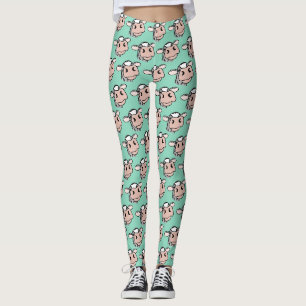 Cartoon-Kuh schwarz weiß rosa Kuss grau Farm Tier Leggings