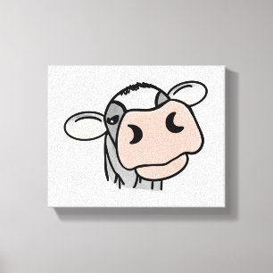 Cartoon-Kuh schwarz weiß rosa Küss grau Farm Tier Leinwanddruck