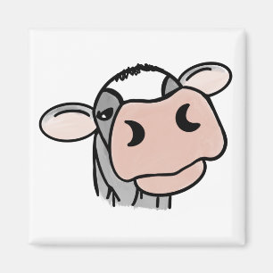 Cartoon-Kuh schwarz weiß rosa Kuss grau Farm Tier Magnet