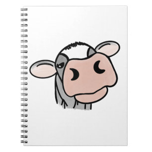 Cartoon-Kuh schwarz weiß rosa Kuss grau Farm Tier Notizblock