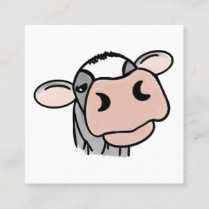 Cartoon-Kuh schwarz weiß rosa Kuss grau Farm Tier Quadratische Visitenkarte