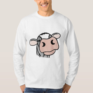 Cartoon-Kuh schwarz weiß rosa Kuss grau Farm Tier T-Shirt