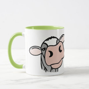 Cartoon-Kuh schwarz weiß rosa Kuss grau Farm Tier Tasse