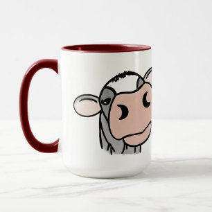 Cartoon-Kuh schwarz weiß rosa Kuss grau Farm Tier Tasse