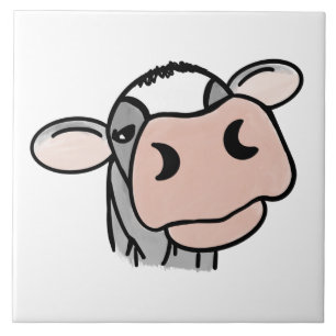 Cartoon-Kuh schwarz weiß rosa Kuss grau Farmtier Fliese