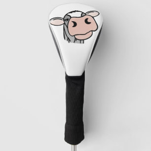 Cartoon Kuh Schwarz-weiß rosa Kuss graues Nutztier Golf Headcover