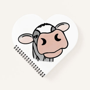 Cartoon Kuh Schwarz-weiß rosa Kuss graues Nutztier Notizbuch