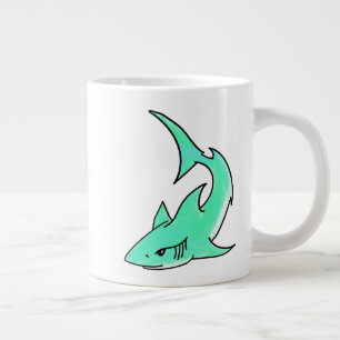 Cartoon lächelnd Hai Minze blaugrünes Ozeantier Jumbo-Tasse