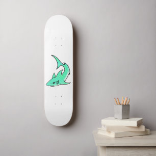 Cartoon lächelnd Hai Minze blaugrünes Ozeantier Skateboard
