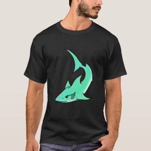 Cartoon lächelnd Hai Minze blaugrünes Ozeantier T-Shirt