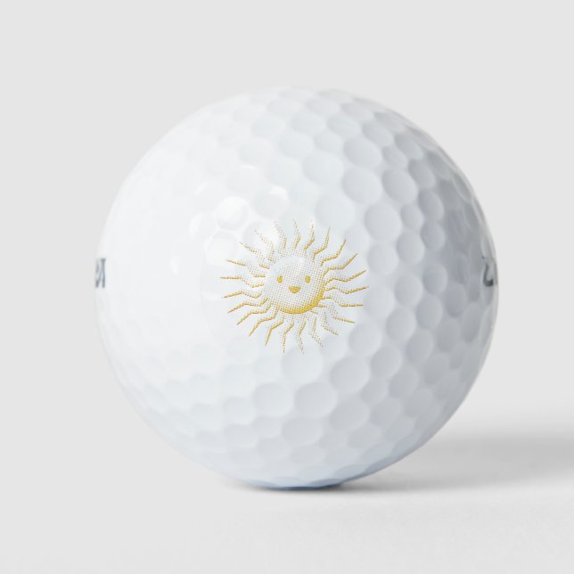 Cartoon lächelt Sonnenansicht Golfball (Vorderseite)