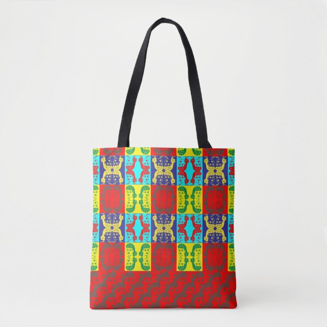 Cartoon Lady Pop Art Gemustert Tote Tasche (Vorderseite)