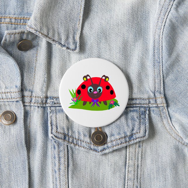 Cartoon Ladybug Bow und Blume Button (Von Creator hochgeladen)