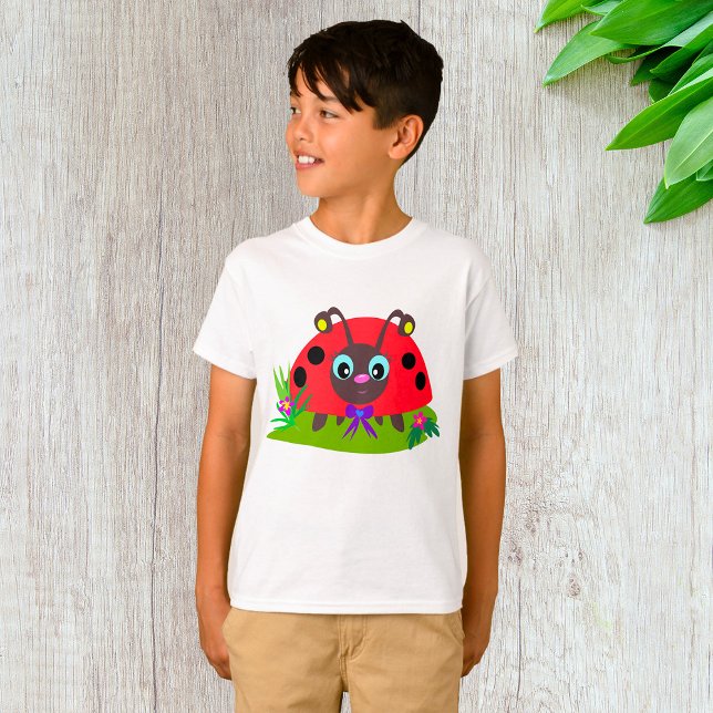 Cartoon Ladybug Bow und Blume T-Shirt (Von Creator hochgeladen)