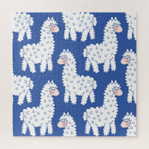 Cartoon lama alpaca, Vintage Muster