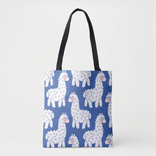 Cartoon lama alpaca, Vintage Muster Tasche (Vorderseite)