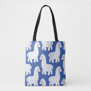 Cartoon lama alpaca, Vintage Muster Tasche
