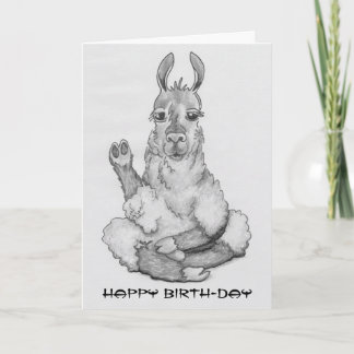 Cartoon Lama, der Yoga macht, Untertitel: Happy Bi Karte