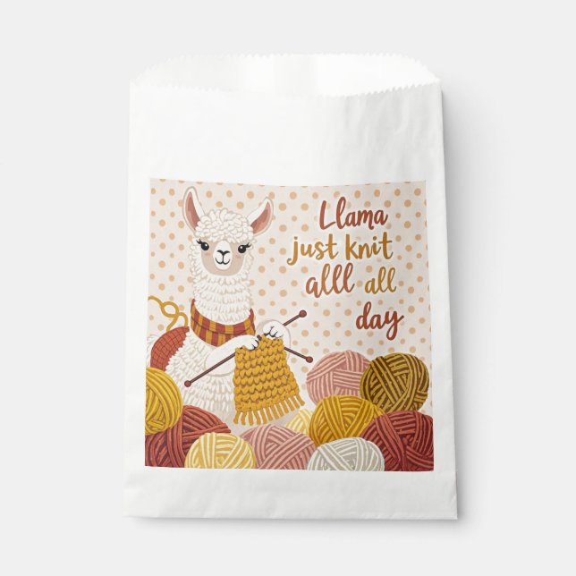 Cartoon Lama mit einem Strick Geschenktütchen (Vorderseite)