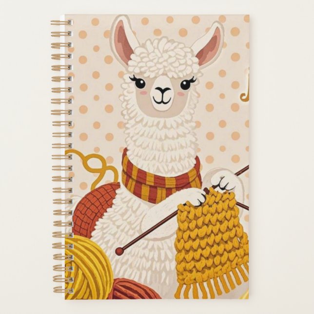 Cartoon Lama mit einem Strick Planer (Vorderseite)