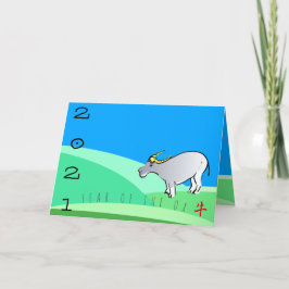 Cartoon Landscape Ox Chinesisches Neujahr 2021 GC Feiertagskarte