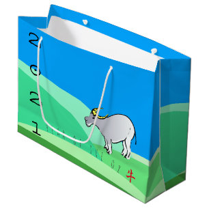 Cartoon Landscape Ox Chinesisches Neujahr Zodiac L Große Geschenktüte