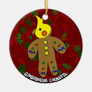 Cartoon-Lebkuchencockatiel-Weihnachtsverzierung Keramik Ornament