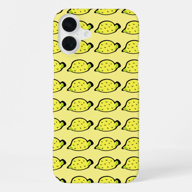 Cartoon Lemons Muster Gelb iPhone 16 Plus Hülle (Rückseite)