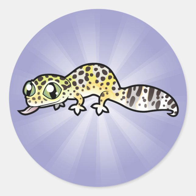 Cartoon Leopard Gecko Runder Aufkleber (Vorderseite)