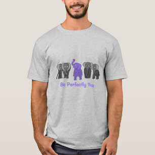 Cartoon Lila Elefant "Sei perfekt du" T-Shirt