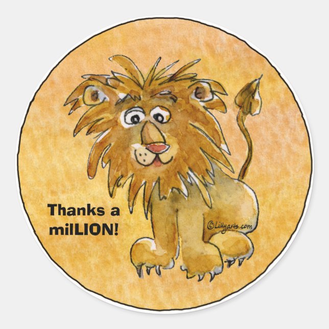 Cartoon Lion Dank einer milLION Custom Stickers (Vorderseite)
