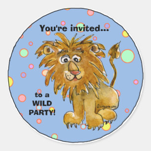 Cartoon Lion Party Einladung Custom Aufkleber