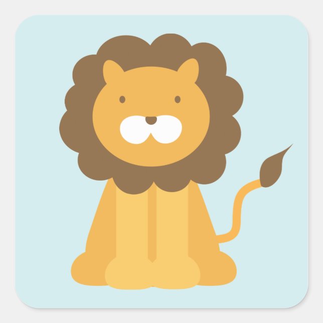 Cartoon Lion Quadratischer Aufkleber (Vorderseite)