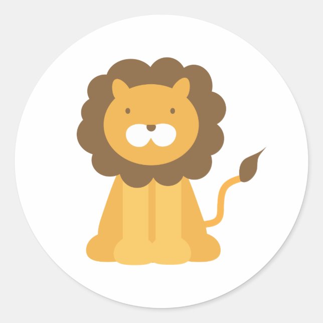 Cartoon Lion Runder Aufkleber (Vorderseite)