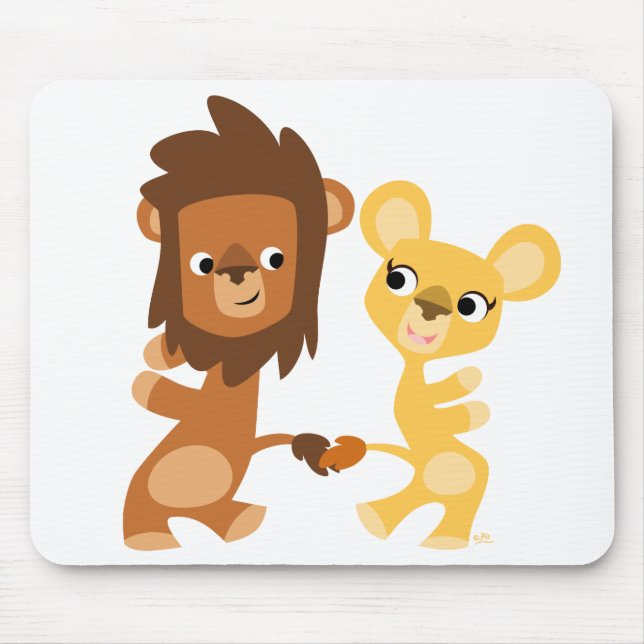 Cartoon Lion und Lioness tanzen Mousepad (Vorne)