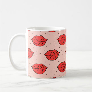 Cartoon Lippen: feministisches Doodle-Muster. Kaffeetasse