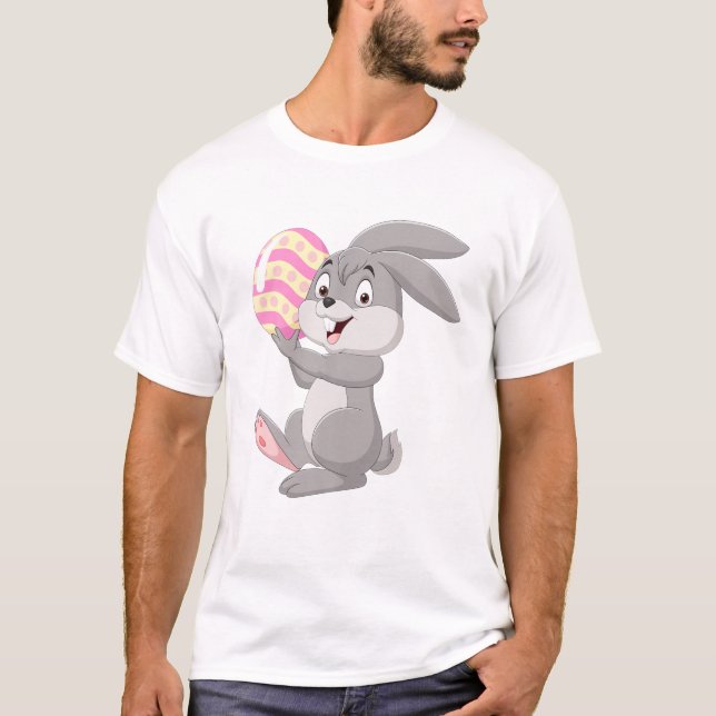 Cartoon Little Bunny Holding Easter Egg Bunnies Ea T-Shirt (Vorderseite)