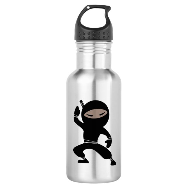 Cartoon Little Ninja Krieger Edelstahlflasche (Vorderseite)