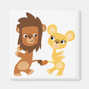 Cartoon-Löwe- und Löwintanzenmagnet Magnet