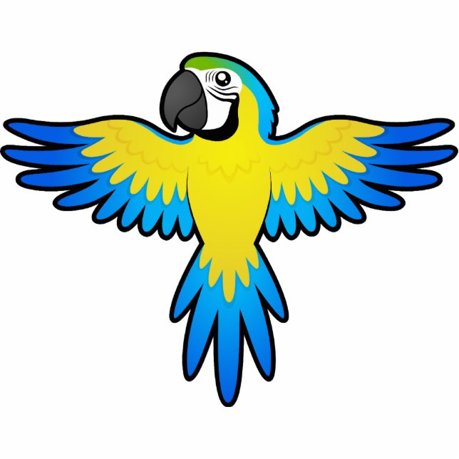 Cartoon-Macaw/Papagei Fotoskulptur Magnet (Vorne)