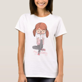 Cartoon-Mädchen-Illustration- T-Shirt