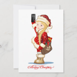 Cartoon, Mädchen, Jungfrau, Weihnachten, Geschenke Einladung